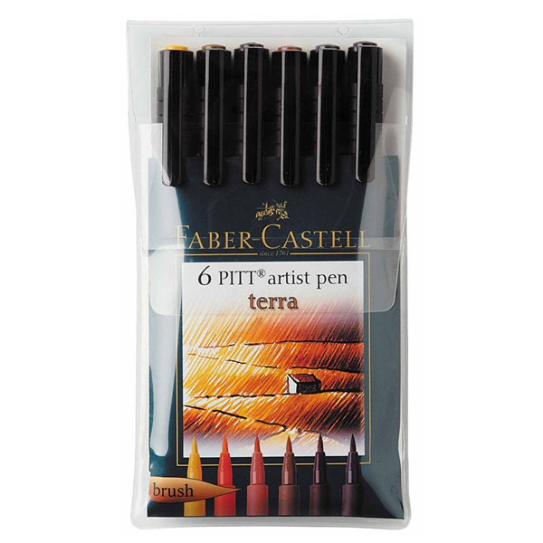 Pochette de 6 feutres PITT - Artist pen - Couleurs Terre