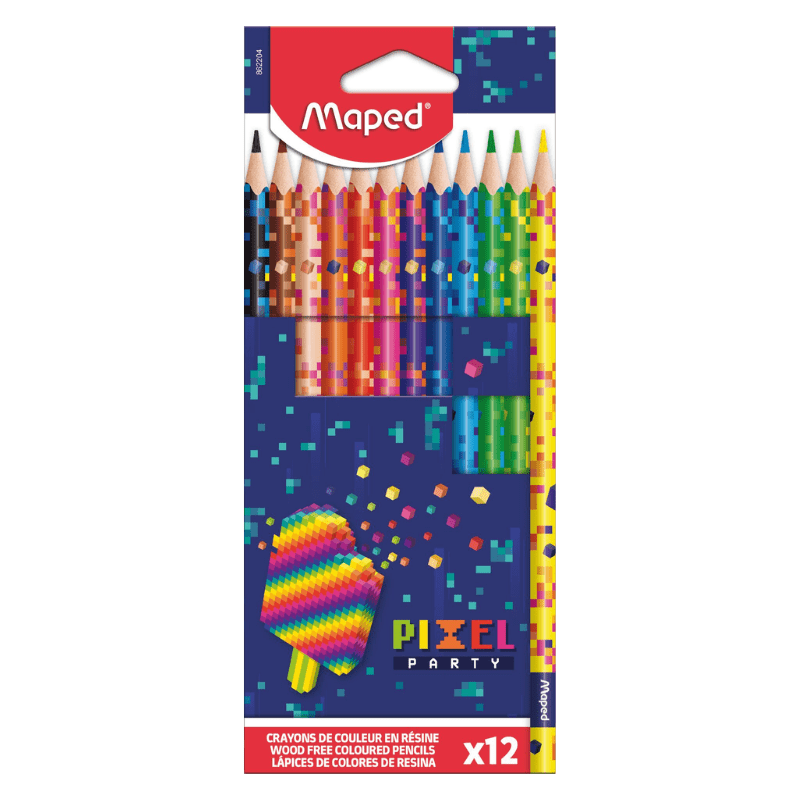 Lot de 12 crayons de couleur Pixel Party