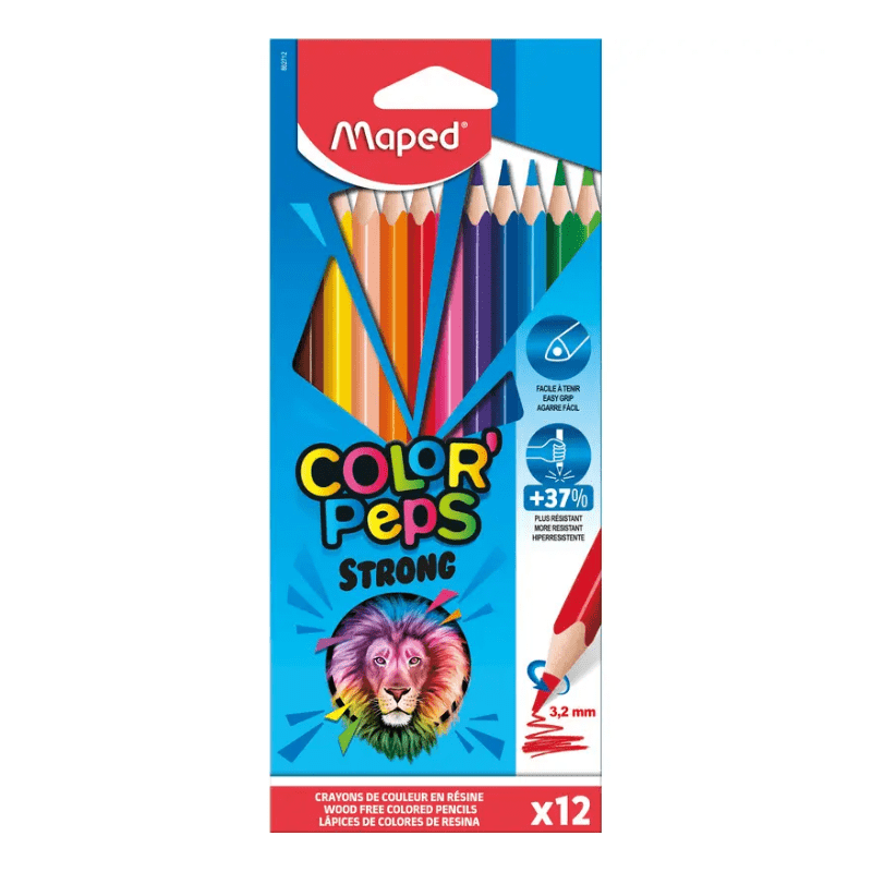 Lot de 12 crayons de couleur Color’Peps Strong étui en carton