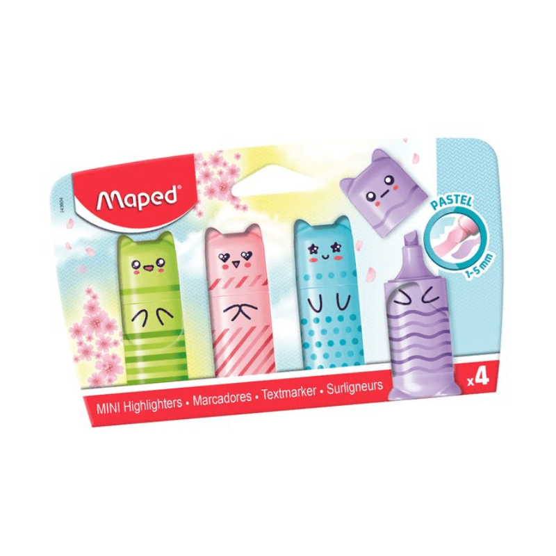 Lot de 4 mini surligneurs de poche Pastel