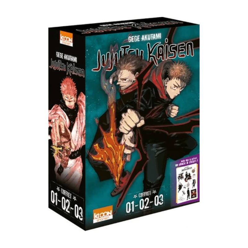 Coffret Jujutsu Kaisen - Tomes 1 à 3 + 1 planche de stickers