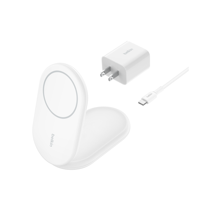 Chargeur sans fil BoostCharge pliable magnétique avec Qi2 15 W - Blanc