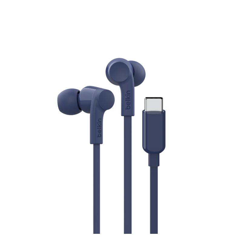 Écouteurs filaires USB-C avec limiteur de volume réglable - Bleu