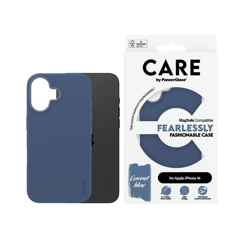 Coque tendance Care avec MagSafe pour iPhone 16 - Bleu