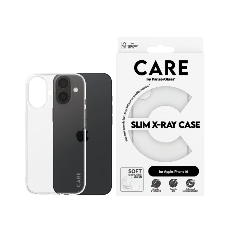 Coque tendance Care X-Ray Soft pour iPhone 16 - Transparente