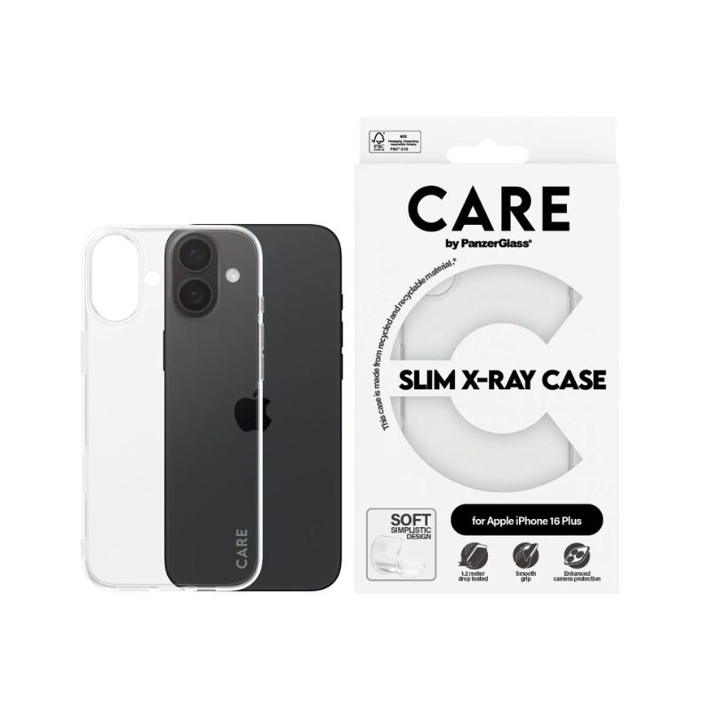 Coque tendance Care X-Ray Soft pour iPhone 16 Plus - Transparente