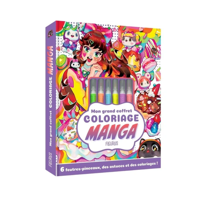 Mon grand coffret coloriage manga - Avec 6 feutres-pinceaux