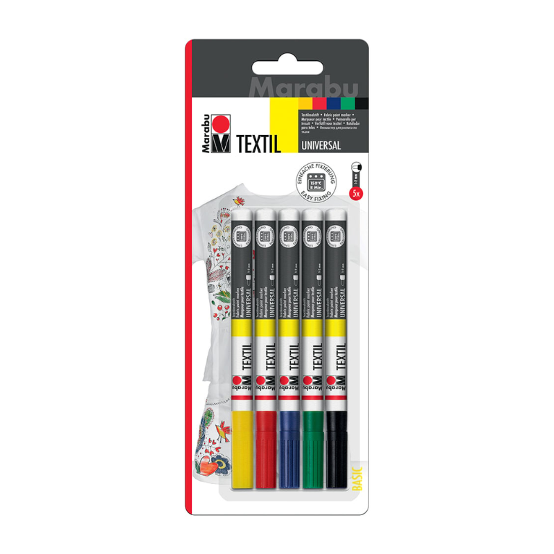 Set de 5 marqueurs Textil painter Glitter 1-2mm