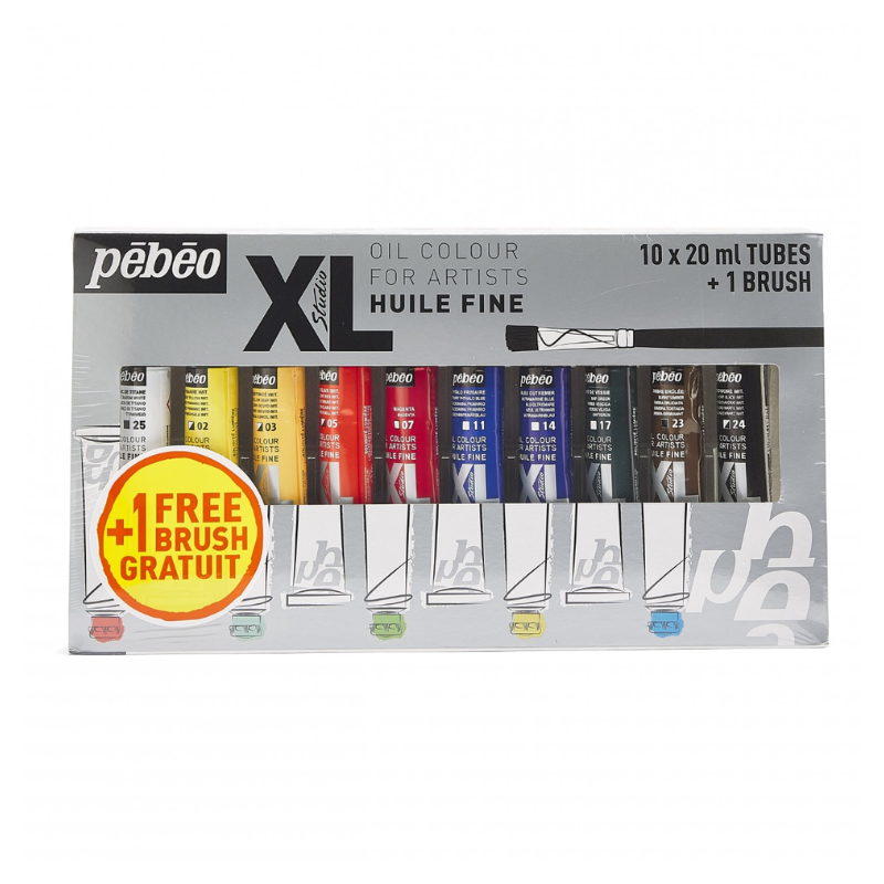 Set de Peinture à huile fine XL - 10 tubes de 20 ml et 1 pinceau
