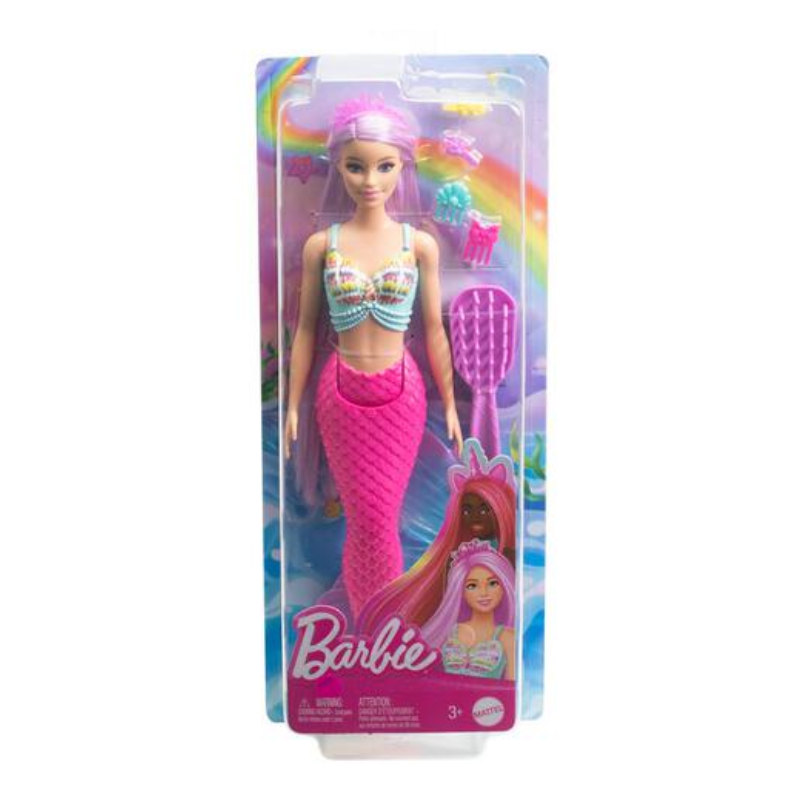 Poupée Barbie Sirène avec des cheveux roses