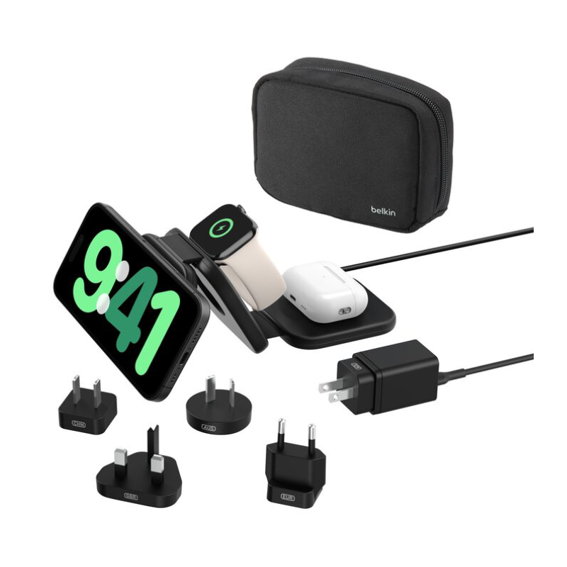 Station de recharge aimantée 3-en-1 portable avec Qi2 15 W