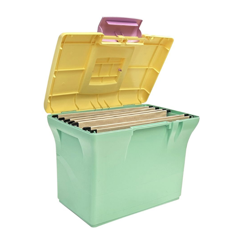 Caisse en plastique avec couvercle et poignée - Pastel Vert