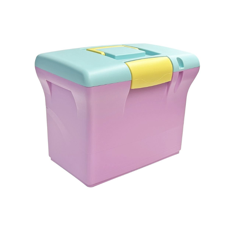 Caisse en plastique avec couvercle et poignée - Pastel Violet