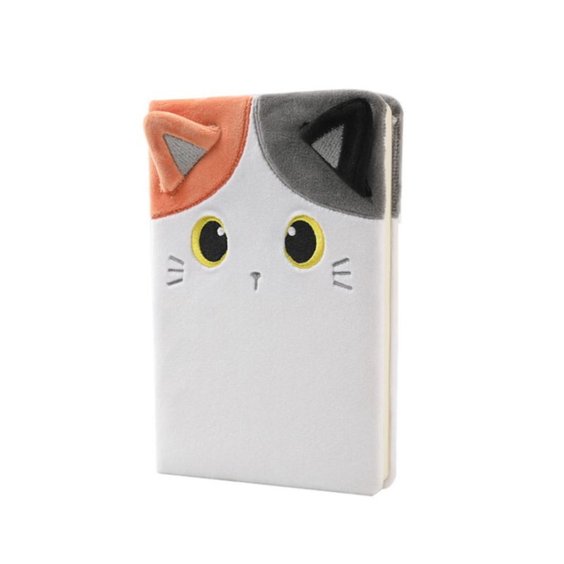 Carnet Peluche A5 Chat blanc et orange