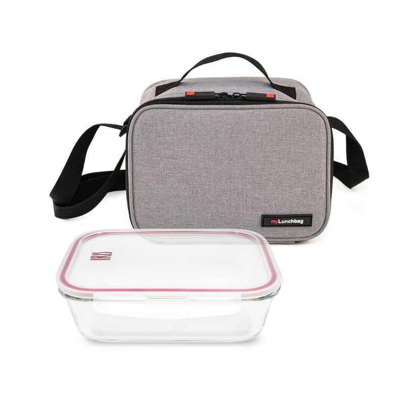 Sac isotherme Goglass 5,5 L + 1 boîte en verre 840 Ml - Gris