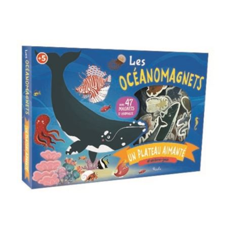 Coffret Jeux Les océanomagnets - Avec 47 magnets d'animaux, 1 plateau aimanté et 1 livre