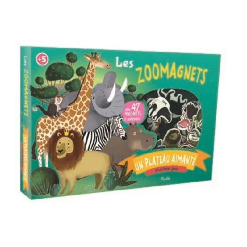 Coffret Jeux Les Zoomagnets - Avec 47 magnets d'animaux, 1 plateau aimanté et 1 livre
