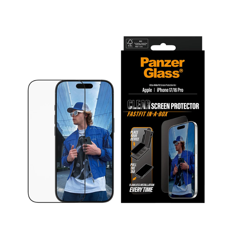 Protection d'écran pour iPhone 17 | 16 Pro Ultra wide Fit Fastfit In A Box