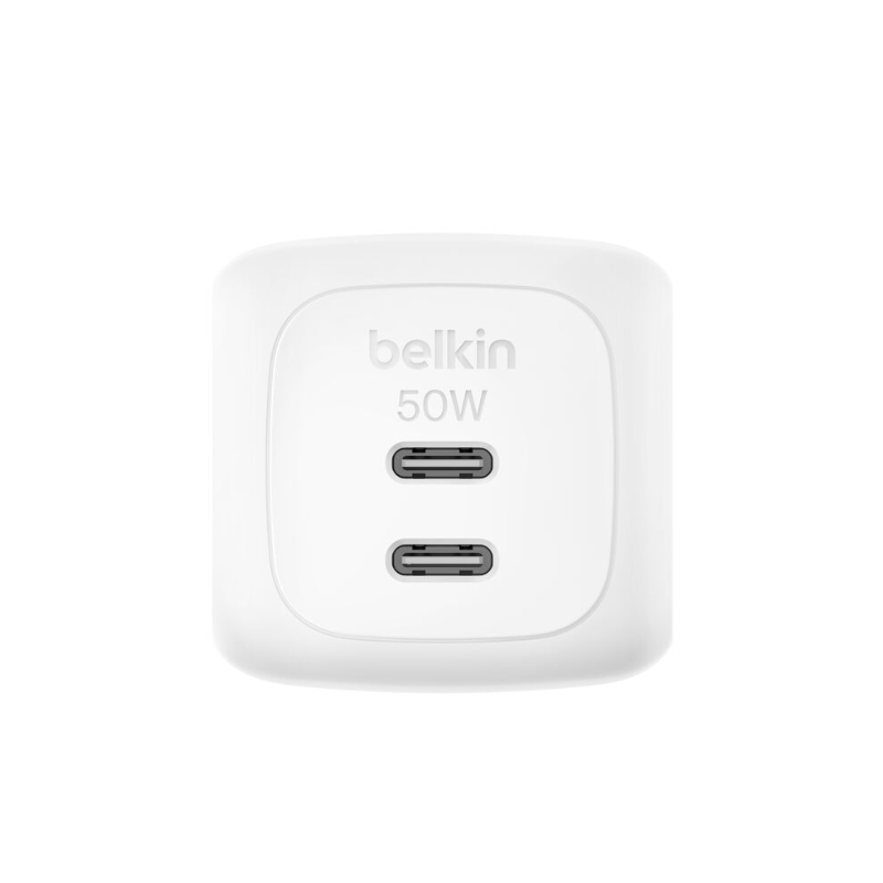 Chargeur GaN BoostCharge Pro USB-C à 2 ports 50 W - Blanc