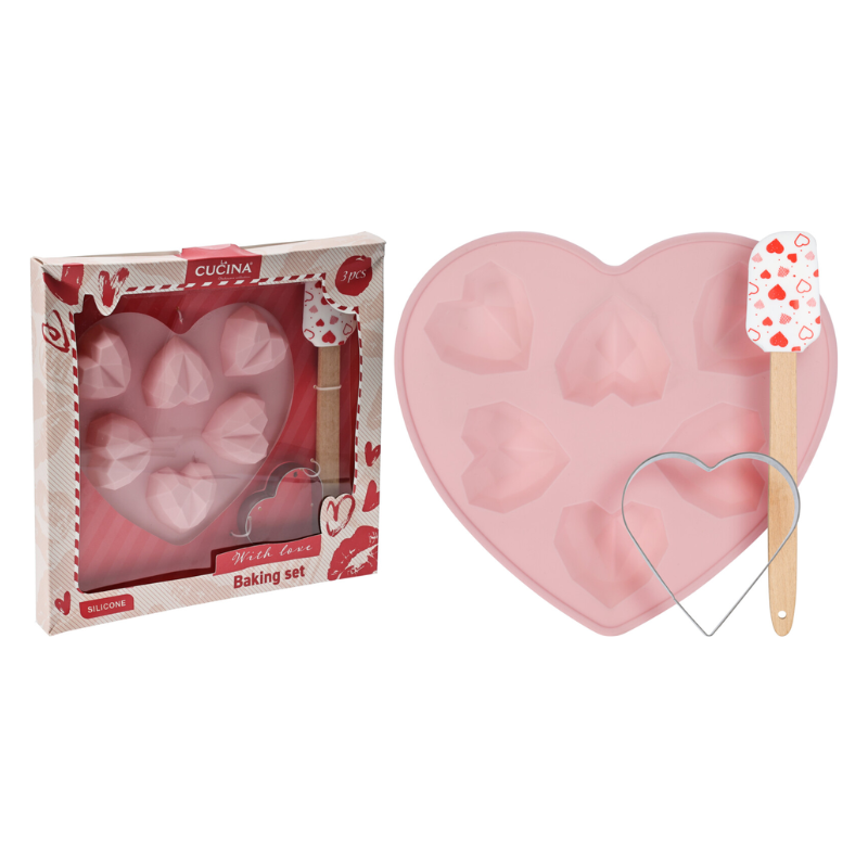 Ensemble de pâtisserie Cœur en silicone - 3 pièces